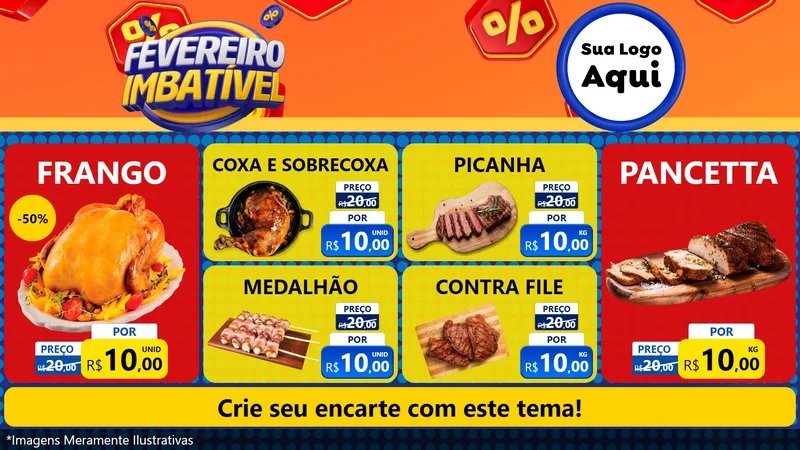 Modelo de TV para TV Horizontal com o tema Fevereiro Imbatível para Assados
