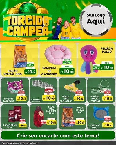 Modelo de Rede Social para Feed Instagram com o tema Torcida Campeã - Copa para Pet Shop