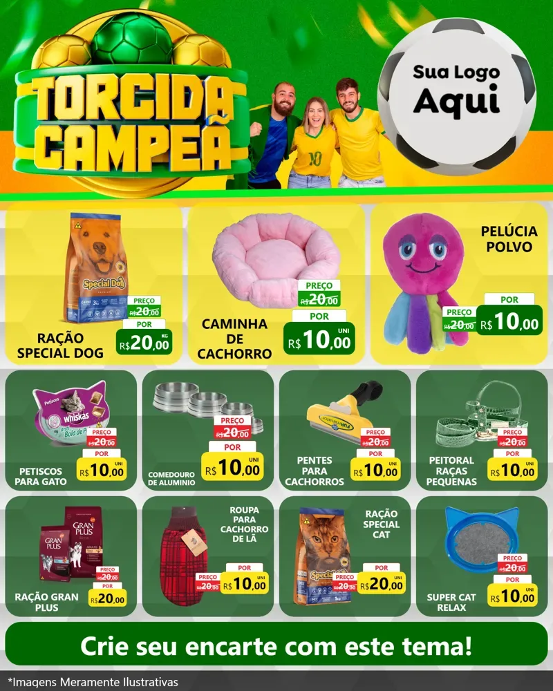 Modelo de Rede Social para Feed Instagram com o tema Torcida Campeã - Copa para Pet Shop