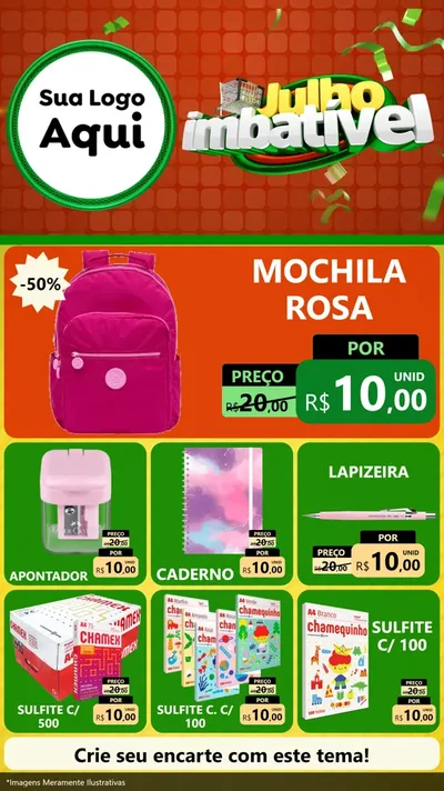 Modelo de Rede Social para Stories com o tema Julho Imbatível para Papelaria