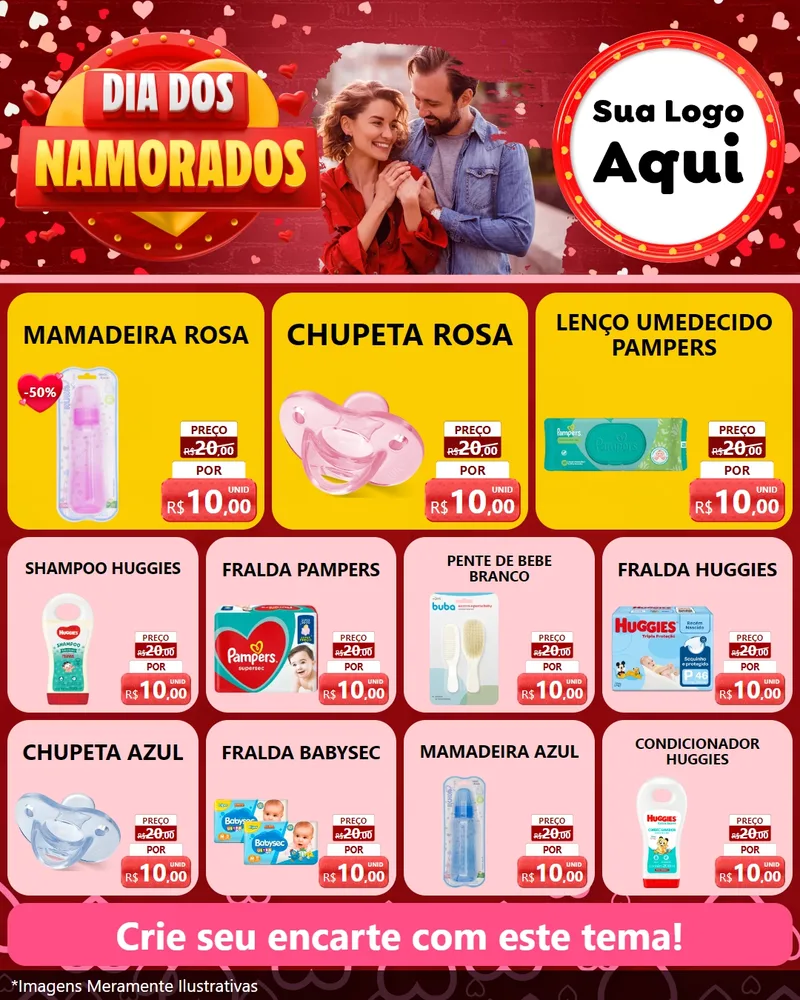 Modelo de Rede Social para Feed Instagram com o tema Dia Dos Namorados para Bebês