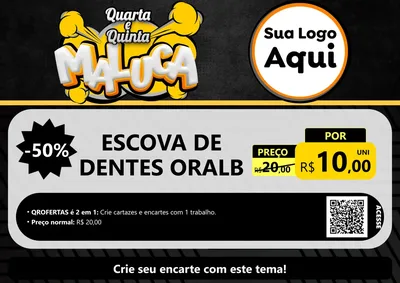 Modelo de Cartaz para Cartaz A4 Horizontal com o tema Quarta e Quinta Maluca para Higiene Pessoal