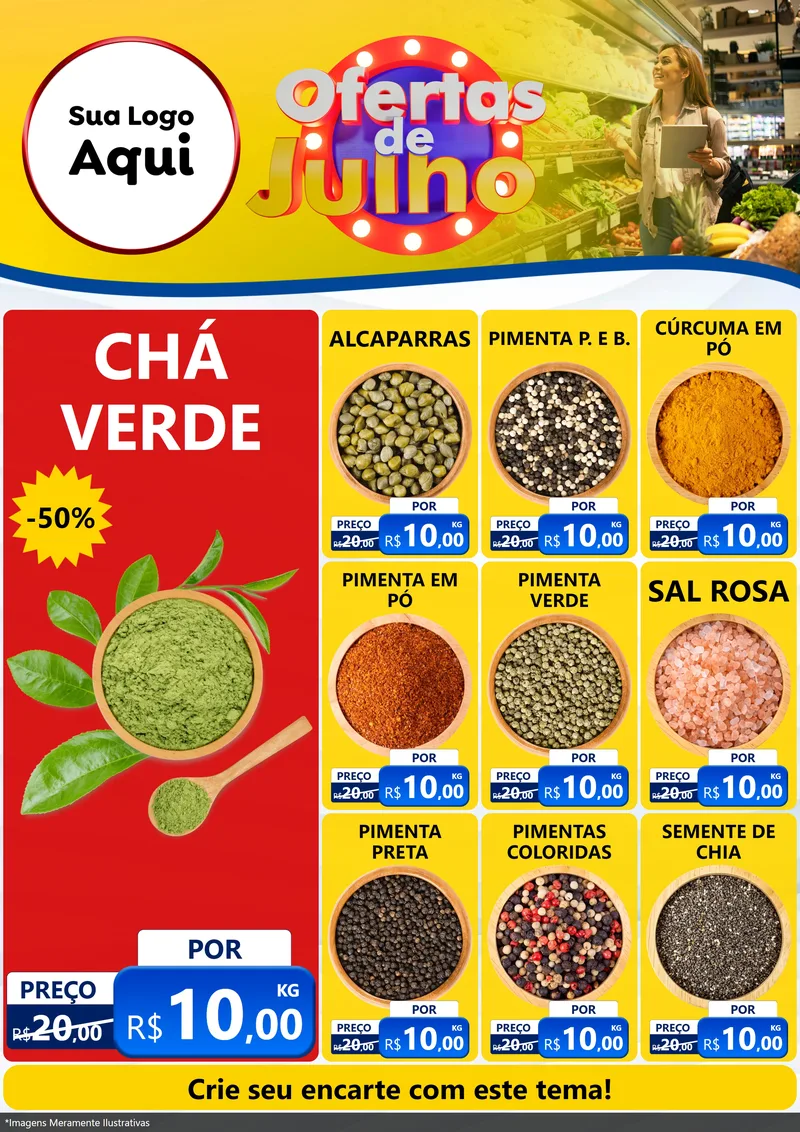 Modelo de Encarte para Encarte A4 Vertical com o tema Ofertas de Julho para Produtos Naturais