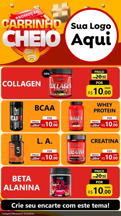 Modelo de TV para TV Vertical com o tema Promoção carrinho cheio para Suplementos alimentares