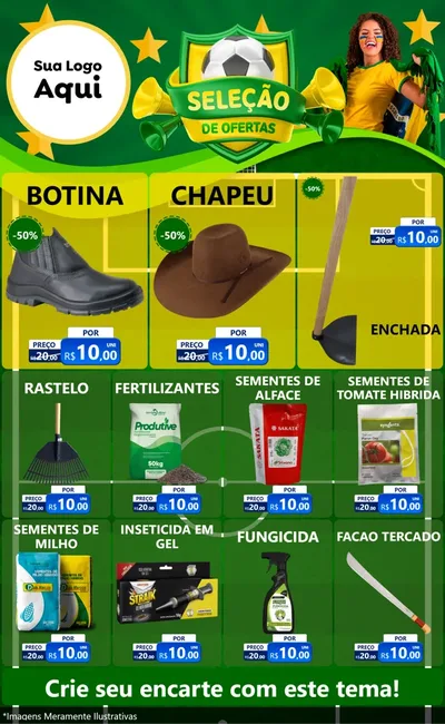 Modelo de Encarte para Encarte Grande com o tema Seleção de Ofertas - Copa para Agropecuária
