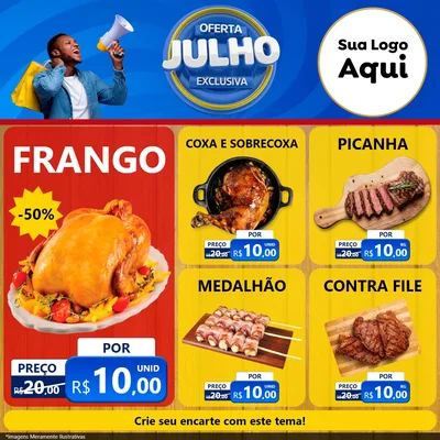 Modelo de Rede Social para Feed Facebook com o tema Oferta Exclusiva, Julho para Assados