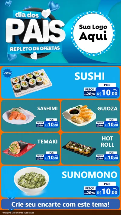 Modelo de TV para TV Vertical com o tema Dia Dos Pais Repleto de Ofertas para Comida japonesa