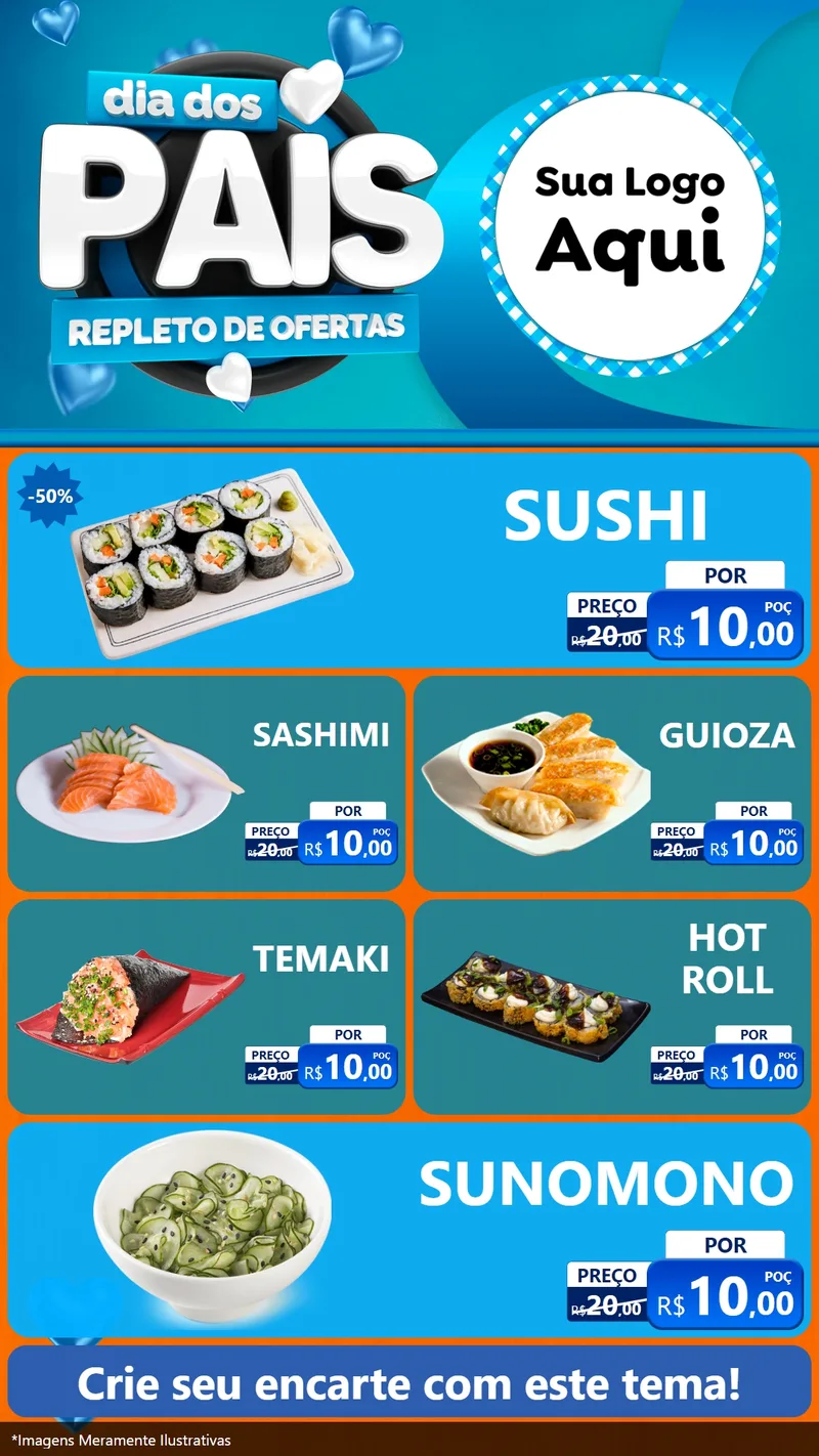 Modelo de TV para TV Vertical com o tema Dia Dos Pais Repleto de Ofertas para Comida japonesa