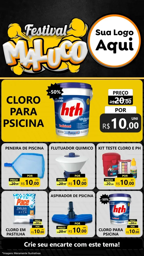 Modelo de Rede Social para Stories com o tema Festival Maluco para Produtos para Piscina