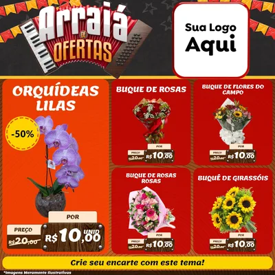 Modelo de Rede Social para Feed Facebook com o tema Arraiá de Ofertas - Junina para Floricultura e jardim