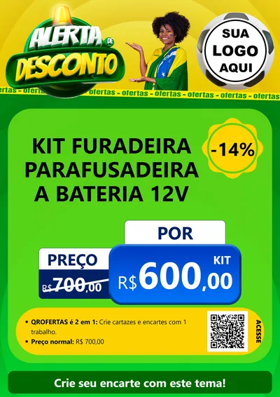 Modelo de Cartaz para Cartaz A4 Vertical com o tema Alerta de Desconto para Maquinas e Ferramentas