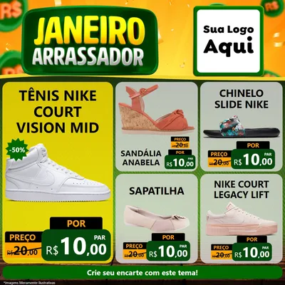Modelo de Rede Social para Feed Facebook com o tema Janeiro Arrasador para Calçados