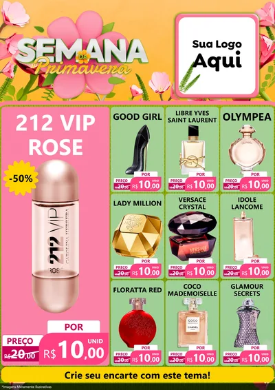 Modelo de Encarte para Encarte A4 Vertical com o tema Semana da Primavera para Perfumes