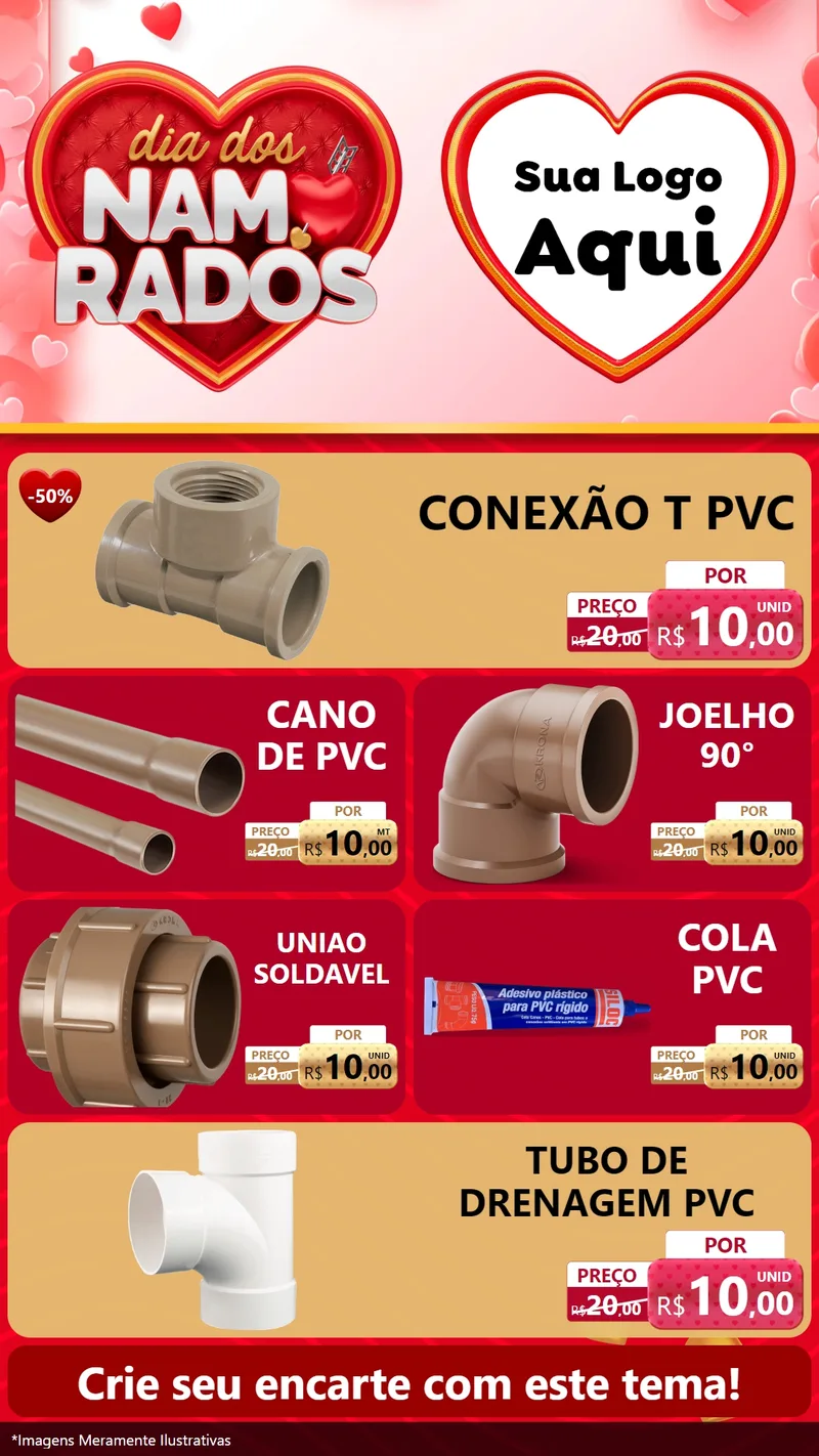 Modelo de TV para TV Vertical com o tema Dia dos Namorados para Tubos e conexões