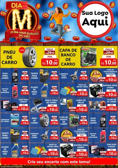 Modelo de Encarte para Encarte A4 Vertical com o tema Dia M - O Dia Mais Barato Do Mês para Auto peças