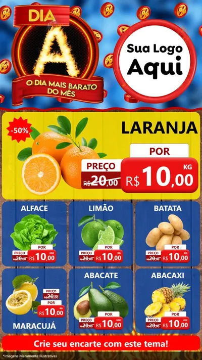 Modelo de Rede Social para Stories com o tema Dia A - O Dia Mais Barato Do Mês para Hortifrúti