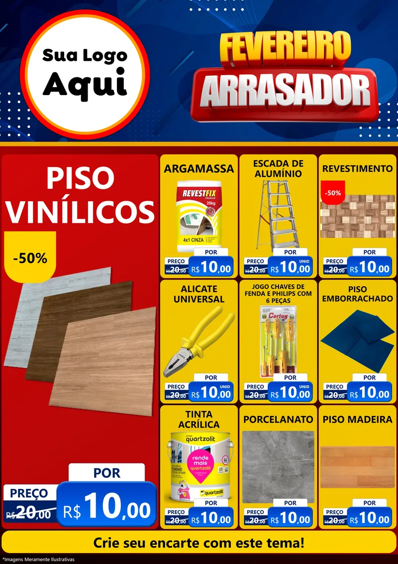 Modelo de Encarte para Encarte A4 Vertical com o tema Fevereiro Arrasador para Material para Construção