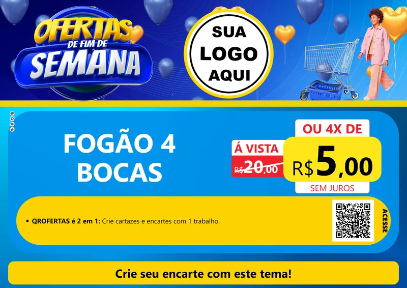 Modelo de Cartaz para Cartaz A4 Horizontal com o tema Ofertas de Fim de Semana para Móveis e Eletro