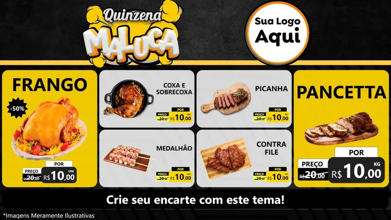 Modelo de TV para TV Horizontal com o tema Quinzena Maluca para Assados