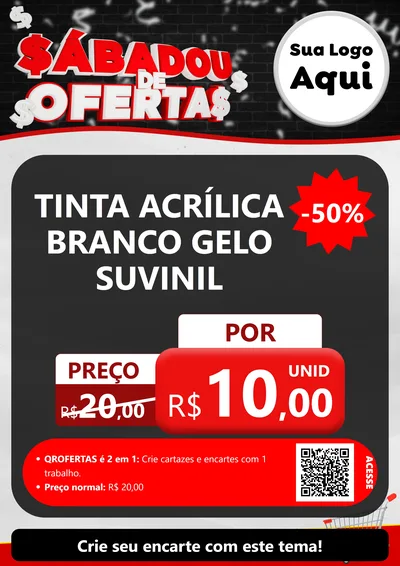 Modelo de Cartaz para Cartaz A4 Vertical com o tema Sabadou de Ofertas para Tintas e Ferramentas