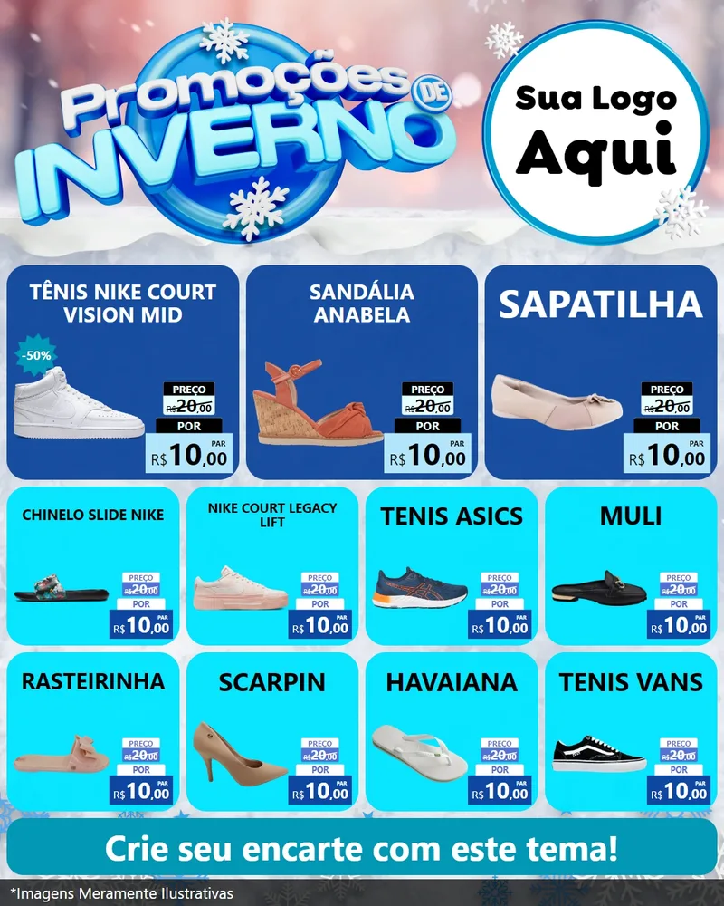 Modelo de Rede Social para Feed Instagram com o tema Promoções de Inverno para Calçados