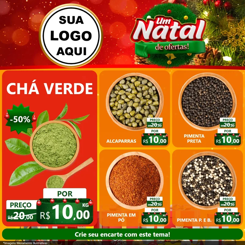 Modelo de Rede Social para Feed Facebook com o tema Um Natal de Ofertas para Produtos Naturais