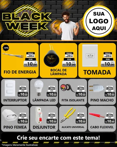 Modelo de Rede Social para Feed Instagram com o tema Black Week para Materiais Elétricos