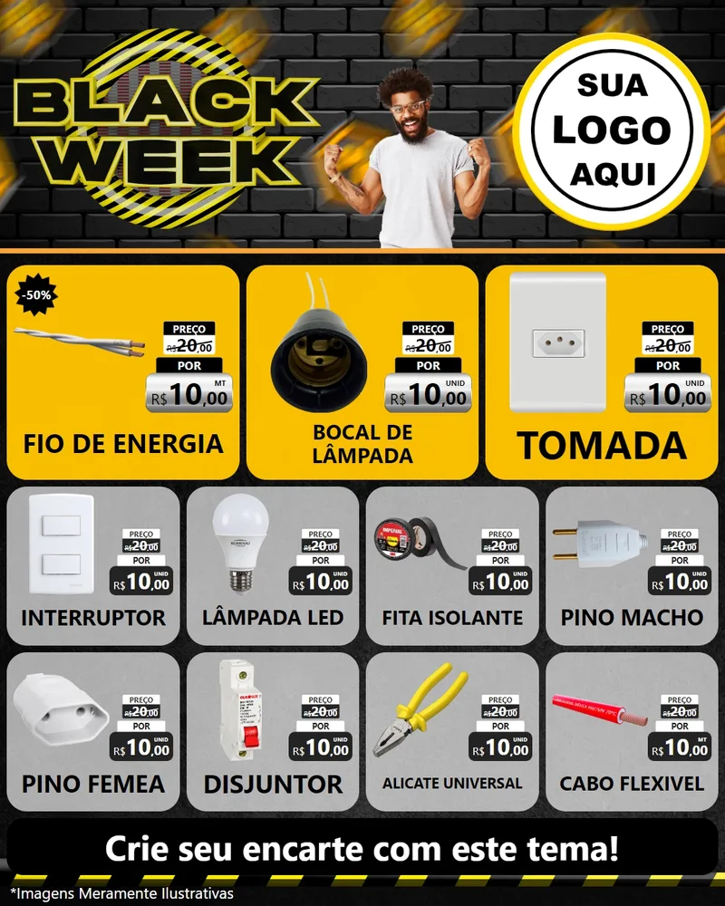 Modelo de Rede Social para Feed Instagram com o tema Black Week para Materiais Elétricos