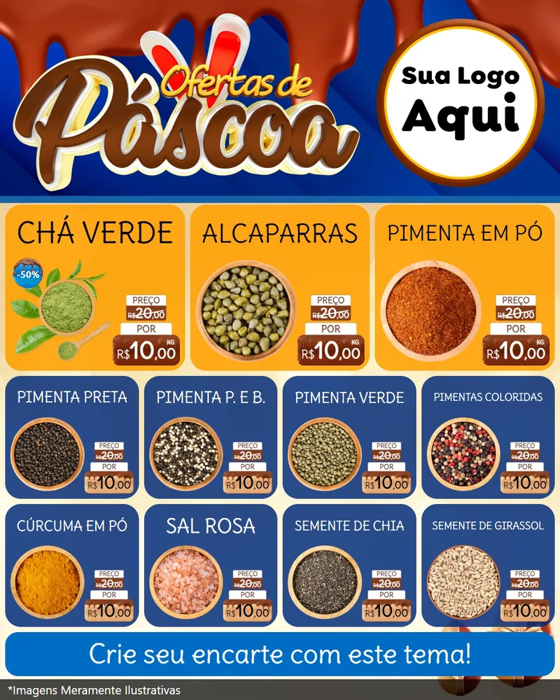 Modelo de Rede Social para Feed Instagram com o tema Ofertas de Páscoa para Produtos Naturais
