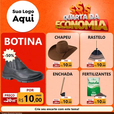 Modelo de Rede Social para Feed Facebook com o tema Quarta da Economia para Agropecuária