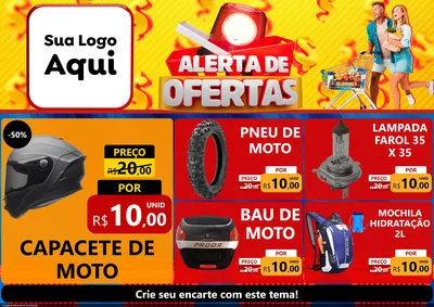 Modelo de Encarte para Encarte A4 Horizontal com o tema Alerta de Ofertas para Moto peças