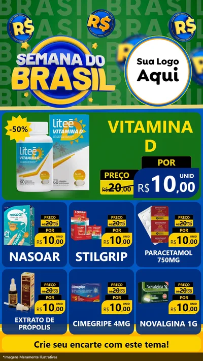 Modelo de Rede Social para Stories com o tema Semana Do Brasil para Farmácia