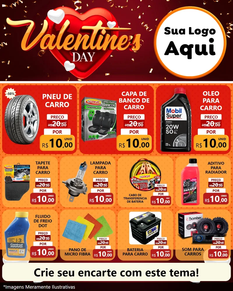 Modelo de Rede Social para Feed Instagram com o tema Valentine's Day para Auto peças
