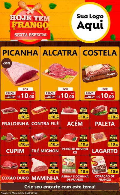 Modelo de Encarte para Encarte Grande com o tema Hoje tem Frango Sexta Especial para Açougue
