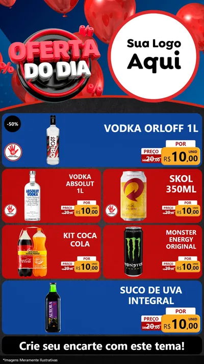 Modelo de TV para TV Vertical com o tema Oferta do Dia para Distribuidora de bebidas