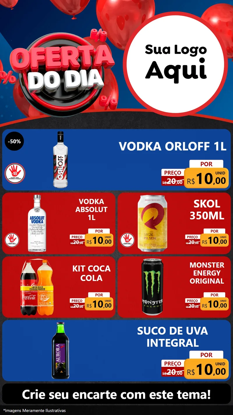 Modelo de TV para TV Vertical com o tema Oferta do Dia para Distribuidora de bebidas