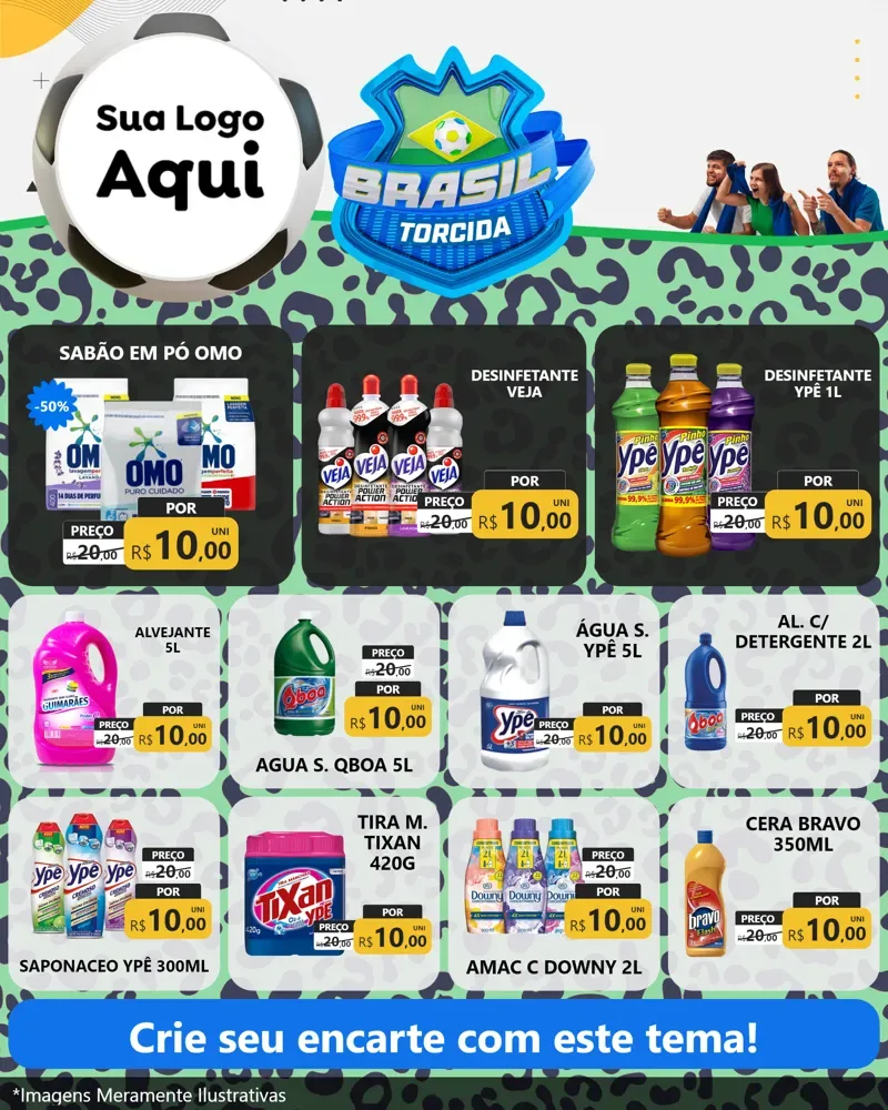 Modelo de Rede Social para Feed Instagram com o tema Brasil Torcida - Copa para Produtos de Limpeza