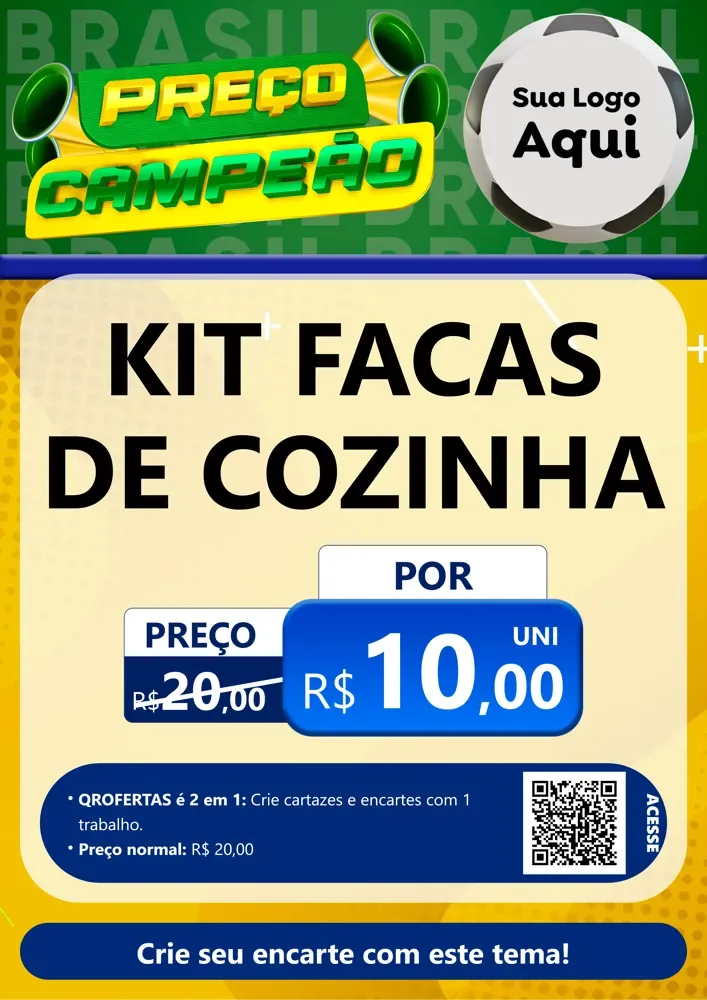 Modelo de Cartaz para Cartaz A4 Vertical com o tema Preço Campeão - Copa para Utilidades Domésticas