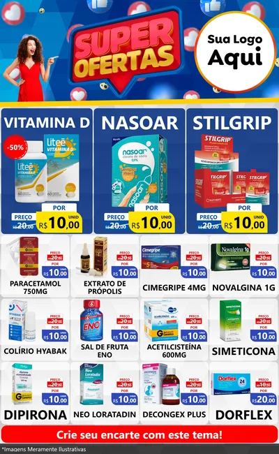 Modelo de Encarte para Encarte Grande com o tema Super Ofertas para Farmácia