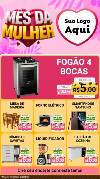 Modelo de Rede Social para Stories com o tema Mês da Mulher para Móveis e Eletro