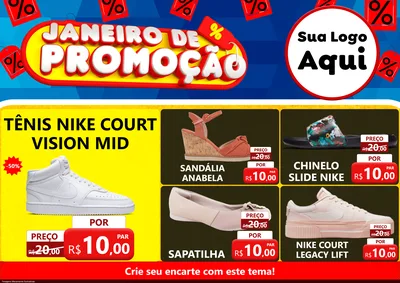 Modelo de Encarte para Encarte A4 Horizontal com o tema Janeiro de Promoção para Calçados
