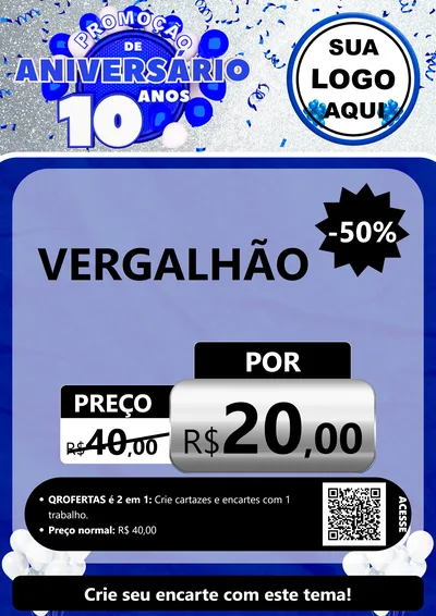 Modelo de Cartaz para Cartaz A4 Vertical com o tema Promoção de Aniversário - 10 Anos para Ferragens