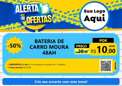 Modelo de Cartaz para Cartaz A4 Horizontal com o tema Alerta de Ofertas para Baterias Elétricas
