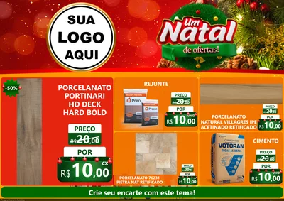 Modelo de Encarte para Encarte A4 Horizontal com o tema Um Natal de Ofertas para Pisos e revestimentos