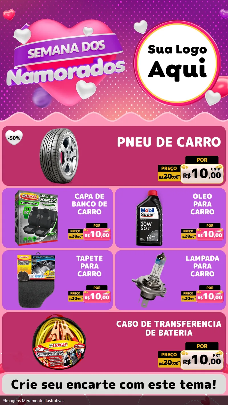 Modelo de TV para TV Vertical com o tema Semana dos Namorados para Auto peças