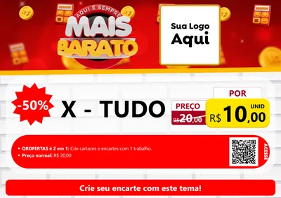 Modelo de Cartaz para Cartaz A4 Horizontal com o tema Mais Barato para Hamburgueria