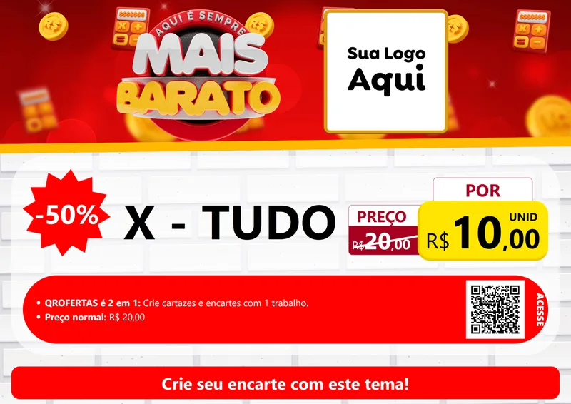 Modelo de Cartaz para Cartaz A4 Horizontal com o tema Mais Barato para Hamburgueria