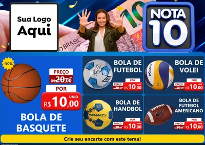 Modelo de Encarte para Encarte A4 Horizontal com o tema Nota 10 para Artigos Esportivos
