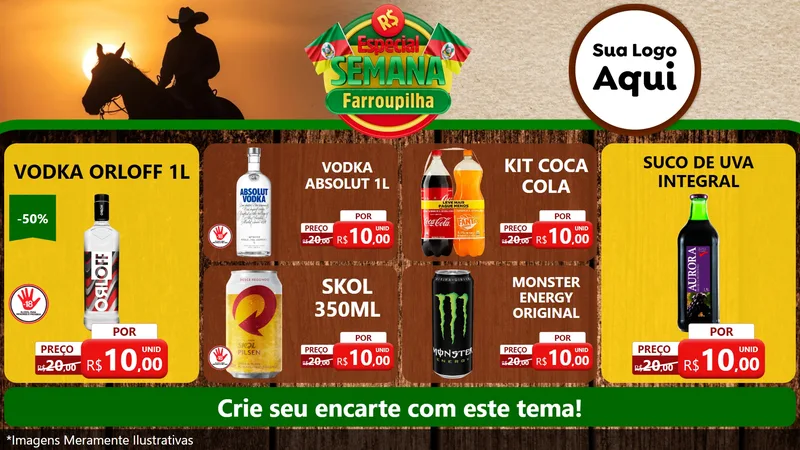 Modelo de TV para TV Horizontal com o tema Especial Semana Farroupilha para Distribuidora de bebidas