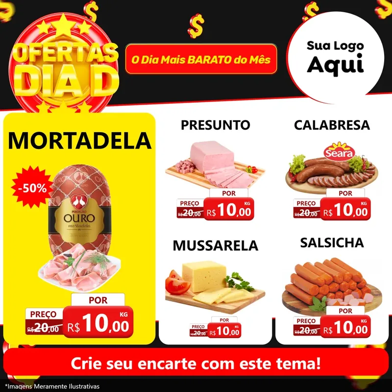 Modelo de Rede Social para Feed Facebook com o tema Dia D para Frios e Laticínios